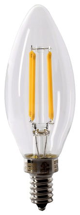 Feit Electric BPCTC60/950CA/FIL/2 LED Bulb, Decorative, E12 Lamp Base, Dimmable, Daylight White Light, 5000 K Color Temp